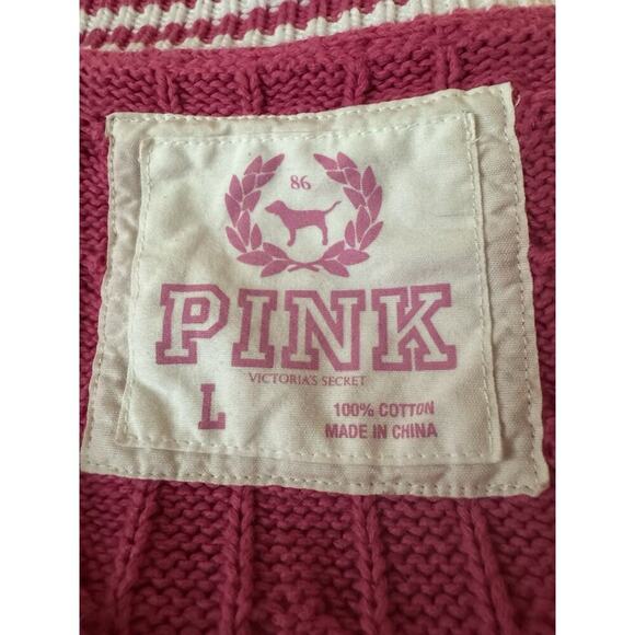 VS Y2K Varsity Sweater Bright Pink Preppy Barbiecore Academia Nerdy Size L - Picture 8 of 11